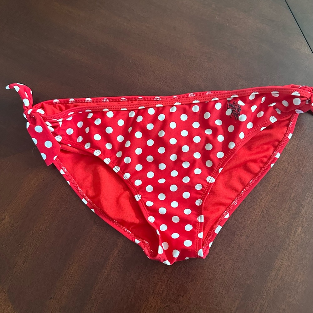 U. S. POLO Association Red & White Polka Dot Swim Bikini Bottom XL